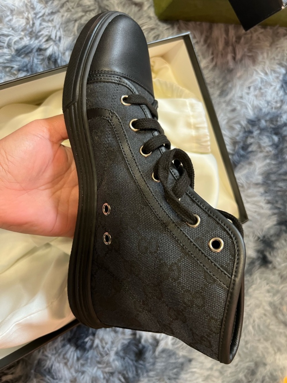 Gucci Black High-Top Lace-Up Sneakers - Picture 5 of 6